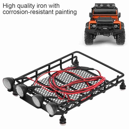 RC Car Roof Rack, LED Lights Durability Iron Axial Scx10 1/10 Rc Crawler Car (4 White)