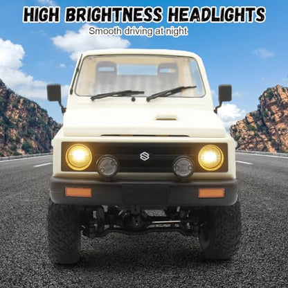 Losbenco RC Crawler 1/10 Scale RC Rock Crawler, WPL C74 Jimny RC Truck All Terrain RC Car RTR 4x4 Off-Road Remote Control Trucks with LED Lights and Two Batteries for Kids and Adults