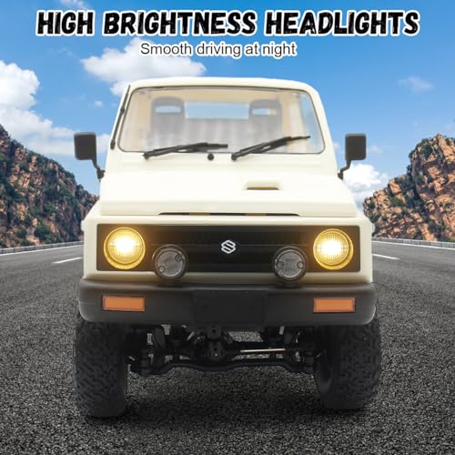 Losbenco RC Crawler 1/10 Scale RC Rock Crawler, WPL C74 Jimny RC Truck All Terrain RC Car RTR 4x4 Off-Road Remote Control Trucks with LED Lights and Two Batteries for Kids and Adults