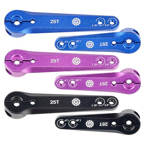 2PCS TGCWENG CNC Aluminum 25T Servo Horn Long Steering Servo Arms Compatible Futaba Savox Xcore HL HSP HD Power Rc Servos Suitable for RC Airplanes RC Plane Car (Purple)