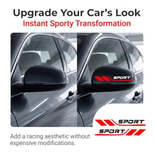 2PCS Sport Racing Style Car Windshield Wiper Decor Stickers, Car Windshield Wiper Blades Decor, 4.72" Sport Letter Vinyl Auto Decals, Also Fit for Car Body/Rear/Bumper/Door (Red)