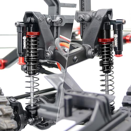 OGRC 100mm Piggyback RC Shock Absorber Oil Shocks for SCX10 TRX4 Upgrades | Aluminum, Double-cylinder, Long Travel, Adjustable Rebound, for 1/10 RC Crawler Car, Black - color: Black