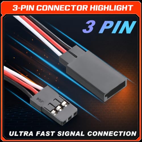 6 Packs Servo Extension Cable and Y Splitter Harness Kit, 3 Pin Male to Female Wire for RC Car Servo, Lights, Plane, Helicopter, and Receiver Connections, 15cm / 5.9in