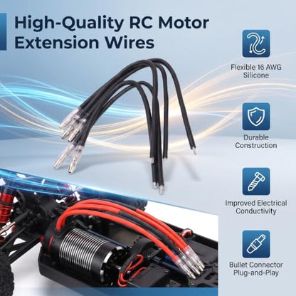 10pcs RC Motor Cable,4mm Banana Plugs Connector Extension Cable Wire 16AWG Silicone Wire for Scx10, for Gen8 RC Motor Model Car Accessories