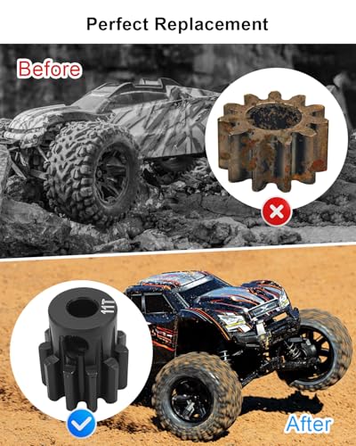 11T Motor Pinion Gear 32P Fit for 1/10 TRX-4 TRX-6 Slash 4X4 Rustler | Fit for Stampede 4X4 VXL RC Car, Hardened Steel Replacement for 3mm Shaft Replace 6747