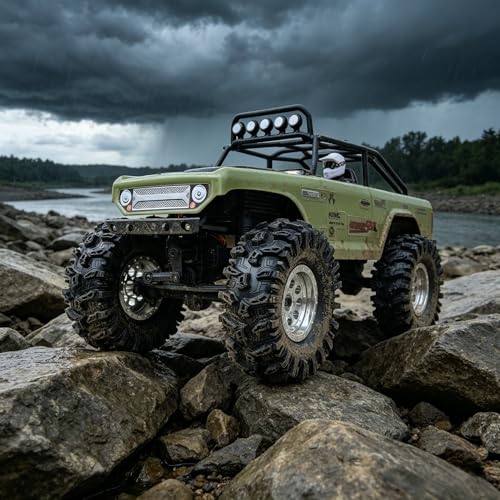 HOBBYSOUL MUDSTOMPER 72mm RC Crawler 1.3 Tires 4-Pack Fits TRX4M SCX24 | soft sticky tire for mud & rock off-road climbing,foam inserts,upgrade for 1/18 TRX4M High Trail & 1/24 micro crawlers