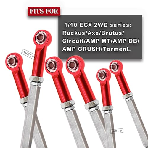 Turnbuckles Camber Links Upgrades Parts for Ecx 1/10 2WD Ruckus Axe Brutus Circuit AMP MT AMP DB AMP Crush K&N Torment,6PCS Aluminum Adjustable Turnbuckles,Replace ECX1046,Red - color: Red - Link Set