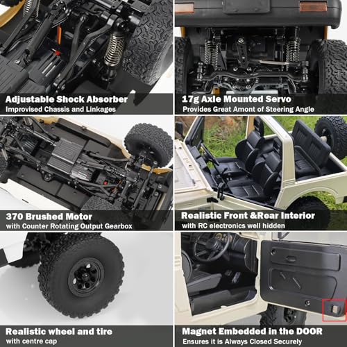 ARRIS WPL C74-1 Jimny JA11 1/10 RC Rock Crawler 4WD RTR Truck | Realistic Jimny Body, LED Lights, Full Proportional Control, Trail Adventure Ready - color: Wpl C74-1 White