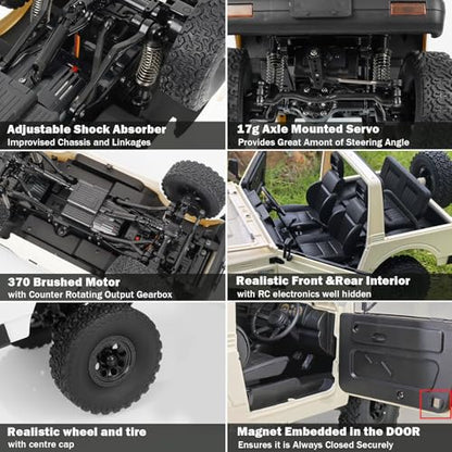 ARRIS WPL C74-1 Jimny JA11 1/10 RC Rock Crawler 4WD RTR Truck | Realistic Jimny Body, LED Lights, Full Proportional Control, Trail Adventure Ready - color: Wpl C74-1 White