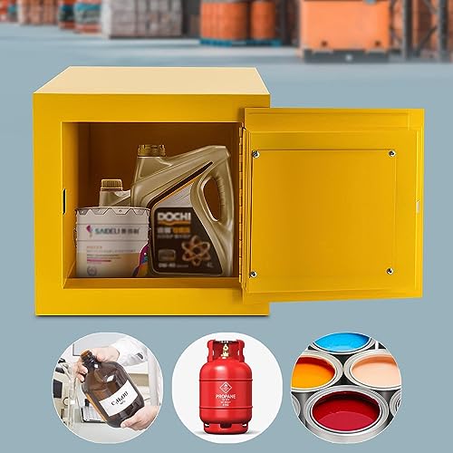 Flammable Safety Storage Cabinet 13"x13"x13" Industry Hazardous Materials | 2 Gal Fire Proof Safe, Double-Wall Cold-Rolled Steel, Dual Manual Locks, OSHA Compliant, For Gasoline Liquid Fuel Chemical - size: 13"*13"*13"