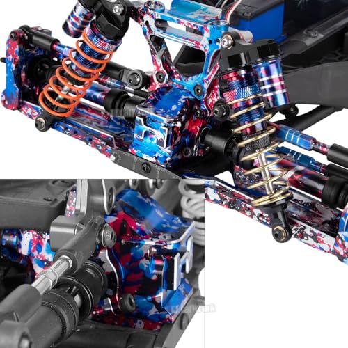 Aluminium Transmission Gearbox Upgrades Part for 1/10 Slash/Rustler/Stampede/Jato VXL 4X4 4WD,XO-1,RC Front Rear Gearbox & 37T Differential Gear,#6880#6881,Colorful(Navy Blue Red Tone) - color: Colorful(navy Blue Red Tone) - (Upgrades)