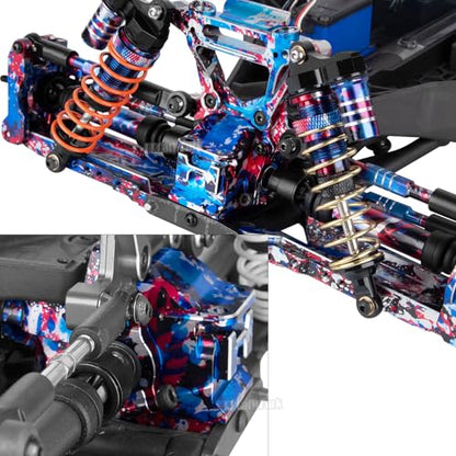 Aluminium Transmission Gearbox Upgrades Part for 1/10 Slash/Rustler/Stampede/Jato VXL 4X4 4WD,XO-1,RC Front Rear Gearbox & 37T Differential Gear,#6880#6881,Colorful(Navy Blue Red Tone) - color: Colorful(navy Blue Red Tone) - (Upgrades)