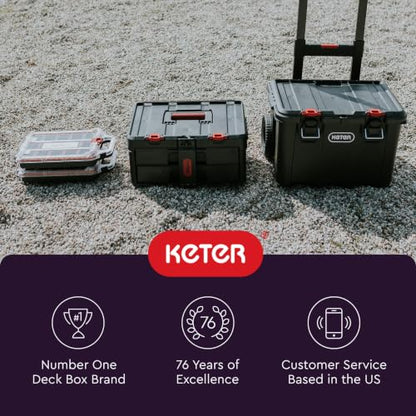 Keter Stack N Rolling Tool Box Modular Storage System 4 Piece | Black and Red, Heavy Duty, Weatherproof, All Terrain Wheels, Durable, Easy to Use, Telescoping Handle - color: Black/Red, size: 4PC System
