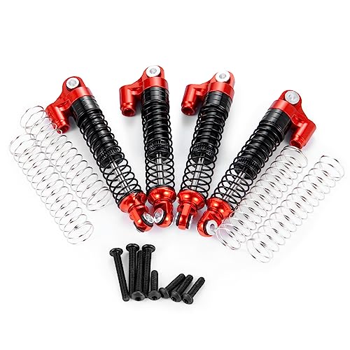 62mm Shocks kits 4pcs Adjustable Shock Absorber Damper for 1/18th TRX4-M TRX4M RC Crawler Car (Red) - color: Red