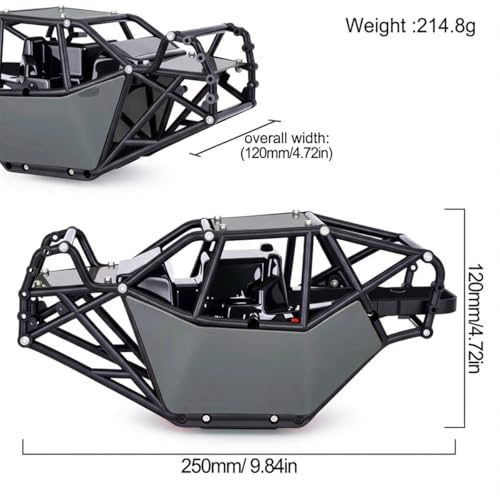 AMK RC Crawler Roll Cage, 1/10 Scale Nylon Rock Buggy Body Cage for Axial SCX10 SCX10 II, Durable RC Rock Crawler Upgrade Part (Gray) - color: Gray