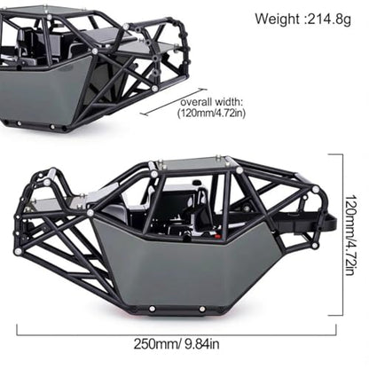 AMK RC Crawler Roll Cage, 1/10 Scale Nylon Rock Buggy Body Cage for Axial SCX10 SCX10 II, Durable RC Rock Crawler Upgrade Part (Gray) - color: Gray