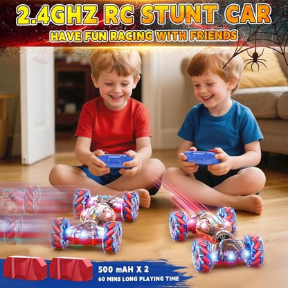 Nicella S-Pider Remote Control Car, 2.4GHz 4WD Gesture Sensing Rc Stunt Car for Boys and Girls Ages 6-12，Drift RC Cars with Lights and Spray, Double Side Toys Ideal Birthday and Xmas Gift for Kids