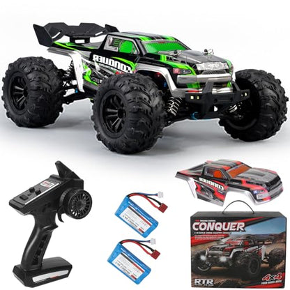 1:16 Scale High-Speed 4WD RC Car, 25 MPH Off-Road Remote Control Truck for Adults & Teens - All Terrain Electric Vehicle with 2 Rechargeable Batteries & 2.4GHz Radio - Gift Idea for Boys and Men