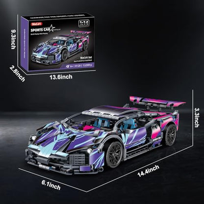 WINGIFT 934 Piece Sports Car Building Blocks Toys Boys or Adults Kits, 1:14 Race Car Model Building Set, Adult Collectible Model Cars Set to Build, STEM Super Cars Sets for Boys Girls Age 6-12, 8-14 - style: 1329 Pieces