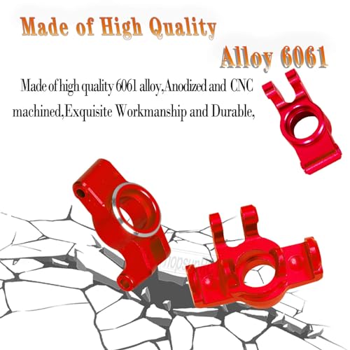 Upgrades Parts for 1/18 Granite Grom Mega 380 Brushed 4x4 Monster Truck RTR,Aluminum Front Steering Block Knuckles & C-Hubs Caster Blocks & Rear Hubs Hops Up,4PCS Red - color: Red(4pcs)