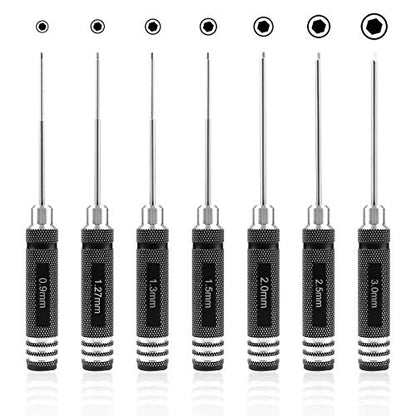 Rc Tool Kit, Hex Screw Driver Set, Screwdriver Bit Set, for Traxxas Rc Car | Screwdriver Kit 0.9mm, 1.27mm, 1.3mm, 1.5mm, 2.0mm, 2.5mm, 3.0mm, Key Driver Repair Tools, for Rc Car Traxxas Helicopter 7pcs