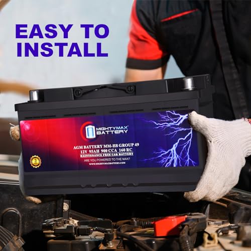 Mighty Max Battery MM-H8 Start and Stop Car BCI Group 49 12V 95Ah, 160RC, 900 CCA Rechargeable AGM Car Battery - style: Group 49