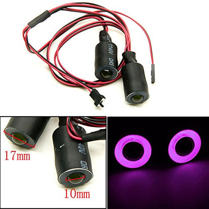QUE-T 17mm 2 LEDs Angel Eyes & Demon Eyes LED Headlight/Back Light for 1:10 RC Model Crawler Cars, (Purple + Yellow, 17MM) - color: Purple + Yellow, size: 17MM