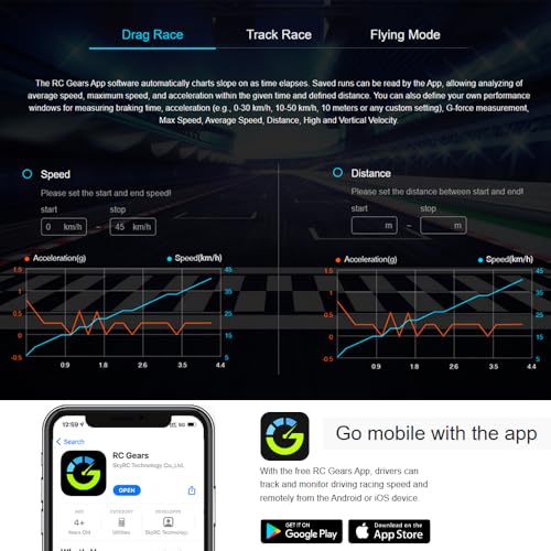 SKYRC GSM020 GNSS Performance Analyzer GPS+GLONASS Speedometer, BT Enabled Race Data Logger and Speed Tracker for RC Car Airplane Helicopter Drone