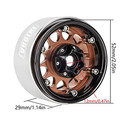 INJORA 1.9 Beadlock Wheel Deep Dish Negative Offset 10.4mm Wheel Rim for 1/10 RC Crawler Auto Axial SCX10 90046 AXI03007 TRX4 VS4-10 Gen8 MST CFX(Black＆Copper) - color: Black＆copper