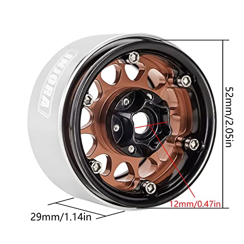 INJORA 1.9 Beadlock Wheel Deep Dish Negative Offset 10.4mm Wheel Rim for 1/10 RC Crawler Auto Axial SCX10 90046 AXI03007 TRX4 VS4-10 Gen8 MST CFX(Black＆Copper) - color: Black＆copper