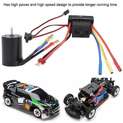 Drfeify 3650 3900KV Brushless Motor, 60A Sensorless Water Proof RC ESC Kit for 1/10 RC Truck
