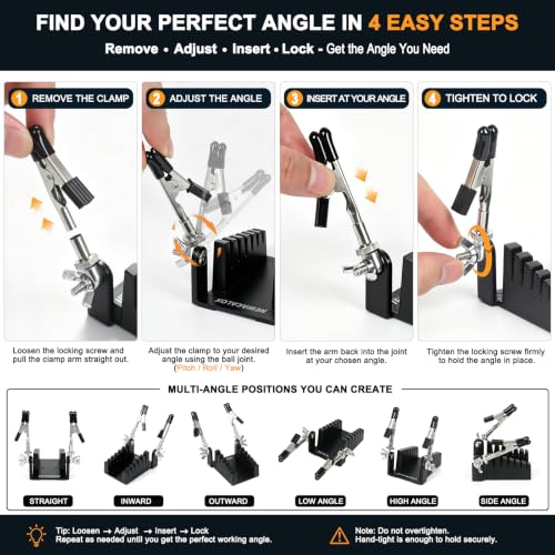 Upgraded Soldering Helping Hands Tool - All-Metal Solidly Wire Holder & Mini PCB Clamp Stand with 2 Adjustable Arms - Heat Resistant Holder for Electronics Repair, RC Splicing (32-12 AWG)