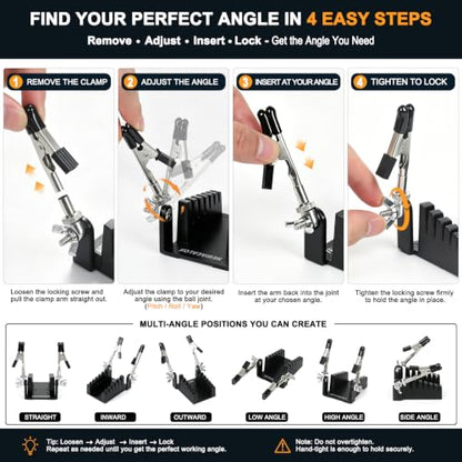 Upgraded Soldering Helping Hands Tool - All-Metal Solidly Wire Holder & Mini PCB Clamp Stand with 2 Adjustable Arms - Heat Resistant Holder for Electronics Repair, RC Splicing (32-12 AWG)