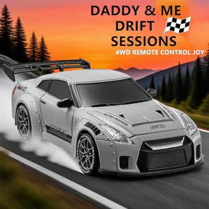 RC Drift Car, 1:24 Scale Remote Control Vehicle with LED Lights,Drifting Tires＆Two Batteries, Racing Sports Toy Idea Gift for Adults Boys Girls and Kids Galactic Silver - color: Galactic Silver