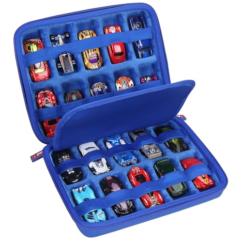 Shockproof Carrying Case for Hot Wheels 20 Cars, Case Only (All Blue) - color: All Blue
