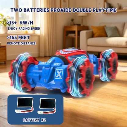 Remote Control Car - RC Drift Car Gesture Sensing Toy Boy Age 6-8-12 Gifts | Gesture Sensing RC Stunt Car for Kids Toys 6 7 8 9 10 11 12 Year Old Boy Birthday Christmas Presents with Lights Music - color: Red