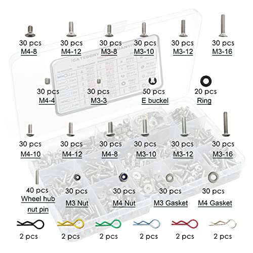 662-piece Universal Remote Control Screw kit 304 Stainless Steel Screw Combination kit, Suitable for Traxxas axial Redcat HPI Arrma SCX10 Losi 1/8 1/10 1/12 1/16 Scale Remote Control Truck Track