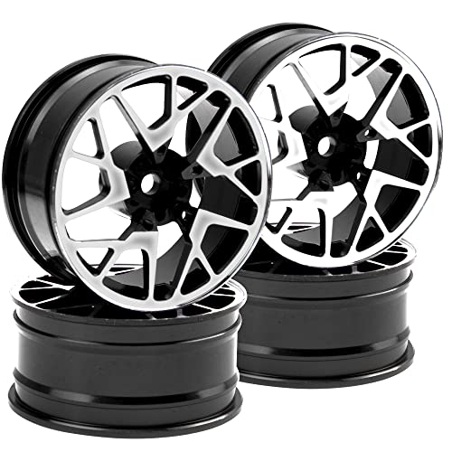4Pack Metal Wheel Rims 12mm Hex Hub 26mm Width Compatible with Traxxas Tamiya TT01 RedCat Sakura D4 XIS HSP HPI 1/10 On-Road Racing Touring Drift Car (Black) - color: Black