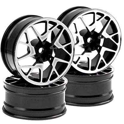 4Pack Metal Wheel Rims 12mm Hex Hub 26mm Width Compatible with Traxxas Tamiya TT01 RedCat Sakura D4 XIS HSP HPI 1/10 On-Road Racing Touring Drift Car (Black) - color: Black