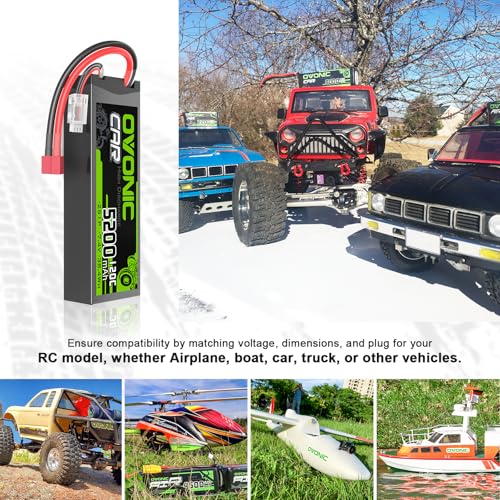 OVONIC 2S LiPo Battery 7.4V 5200mAh 120C with Dean-Style T Plug for RC Car RC Truck Airplane Helicopter Boat Car Racing RC Hobby 2 Packs