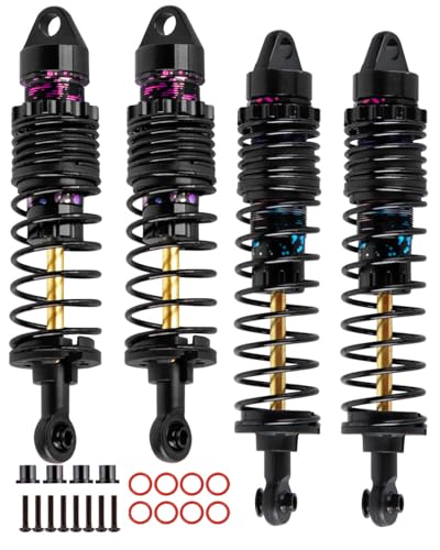 Front Rear Assembled Full Metal Shocks Upgrades Part for 1/10 Slash/Stampede/Rustler/Bandit VXL 4X4 2WD,Full Aluminum Big Bore RC Shocks Absorber Damper,4PCS colour - color: colour/red