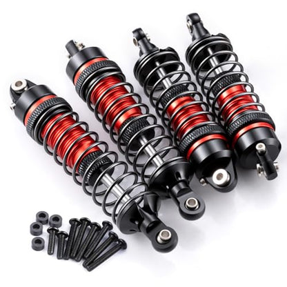 4PCS Full Aluminum RC Car Oil Shock Absorber Front & Rear Shock Absorber Damper Assembled Set Compatible with 1/10 Team Associated RB10 RC Off Road Car Upgrades (Black) - color: Black