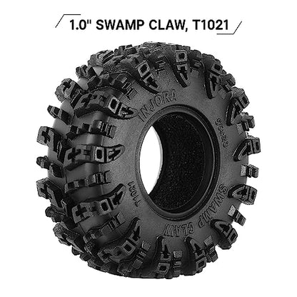 INJORA 1.0 Swamp Claw Mud Terrain Tires for 1/18 1/24 RC Crawler, 56 * 23mm