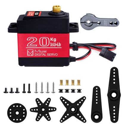 20KG Servo Motor High Torque Metal Gear Digital for 1/8 1/10 RC Car | Waterproof, Ds3218, 270 Degree, Standard, Steering Servos for RC Truck Crawler Boat Robot, with Aluminum 25T Horn