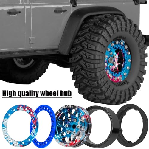 for 1/24 1/18 SCX24 FCX24 TRX4M RC Crawler Car,1.3" RC Tires Wheel Rim,Aluminum RC Truck Tires Wheels Rims,1.3 Beadlock Wheel Rims Heavy Duty Rim (4PCS) Colour - color: 1.3-rim-colour
