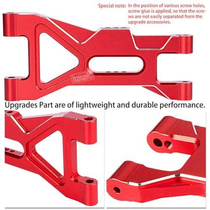 RC Aluminum Front Rear A Arms Upgrades Part for 1/10 Gorgon 4X2 2WD Gorgon Monster Truck(ARA3230T1),Alloy Front Rear Suspension A Arms Hops Up,Red(6PCS) - color: Red(6pcs)