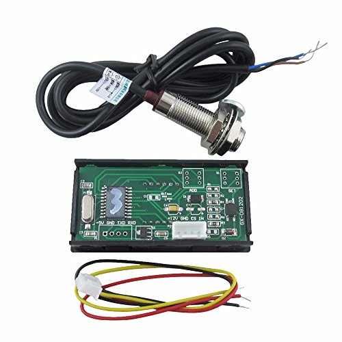 4 Digital Green LED Tachometer RPM Speed Meter + Hall Proximity Switch Magnet Sensor NPN for Lathe Conveyor Belt - color: Green