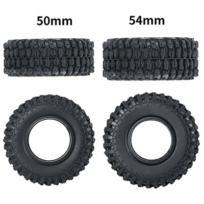 SWX 1.0 4Pcs Micro Rubber Tires for SCX24 1/24 RC Crawler Car 54mm | 1.0 Tires, Micro Rubber Tires, 54mm, SCX24, 1/24 Crawler, 4Pcs - size: 54mm