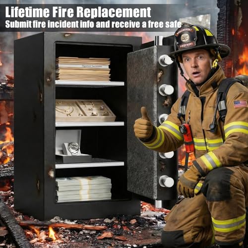 7.5 Cu Ft Fireproof Safe Box for Home,Digital Keypad,35-Min Fire Protection | 35-Min Fire Protection at 1700°F, 3-Removable Shelves, Smart Alarm & Anti-Pry Security, External Emergency Power, Silent Mode - size: 7.5 Cu Ft Fireproof