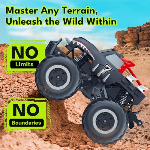 Threeking 1:16 Amphibious Monster Truck All Terrain Remote Control Car Toys | Waterproof Durable 4WD Off-Road RC Crawler Cars Pick-Up Unique Toy Gifts for Boys Girls Ages 6-12 - color: Pickup-red